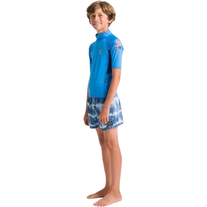 2024 C-Skins Junior NuWave X Short Sleeve Rash Vest C-NLYSSJ - Cyan / Slate / Multi